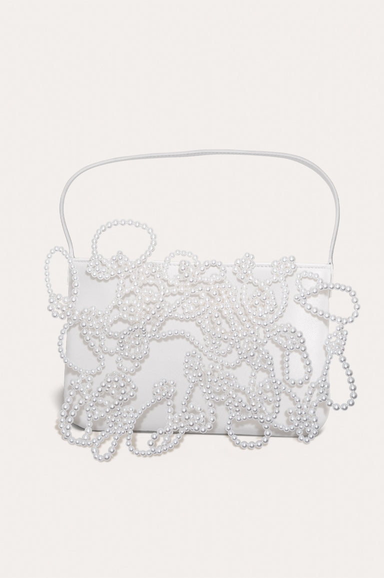 The Pearly Pearl - Pearl and White Recycled Leather Handbag
