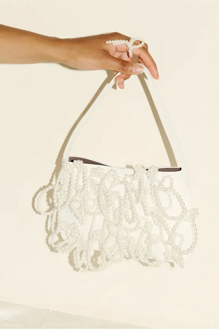 The Pearly Pearl - Pearl and White Recycled Leather Handbag