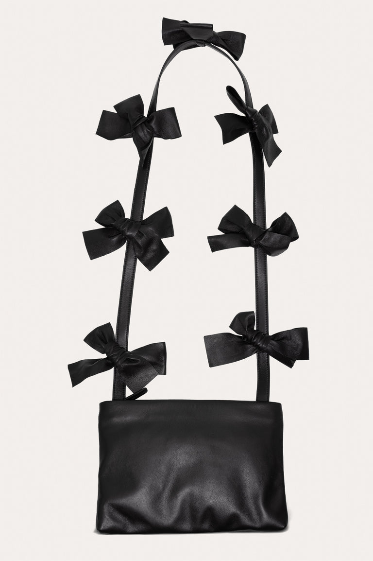 The Bows II - Black Crossbody Shoulder Bag w/Bows
