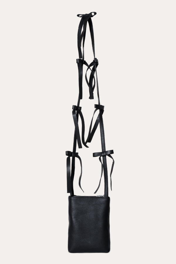 The Bows - Black Crossbody Shoulder Bag w/Bows
