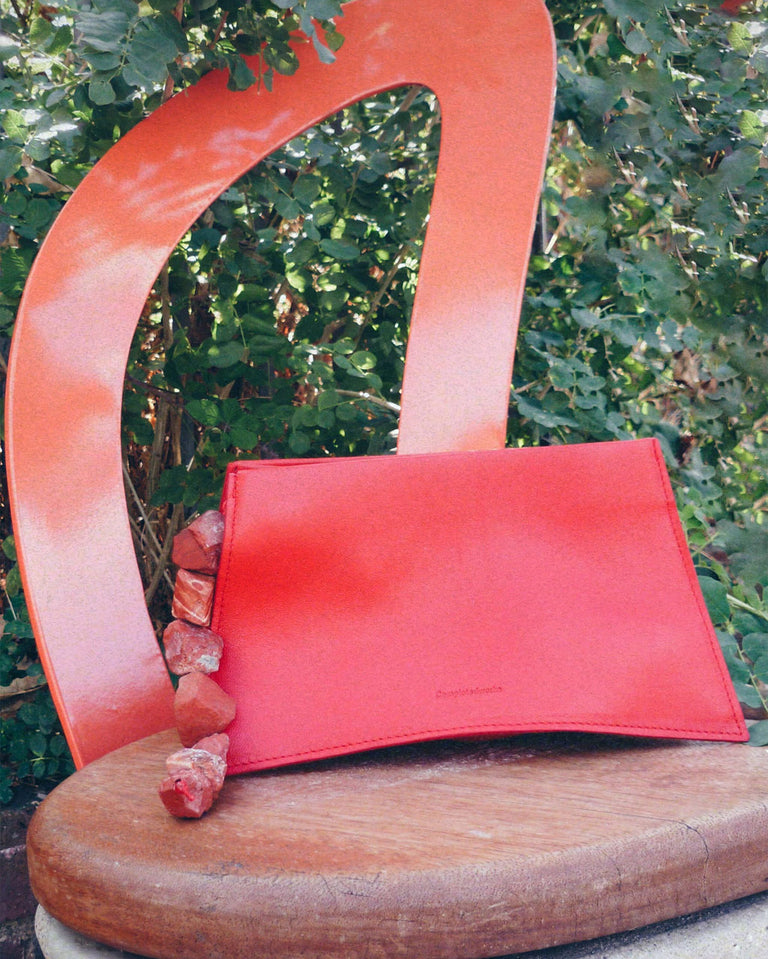 The Rough Stone - Red Stone and Red Leather Clutch Bag