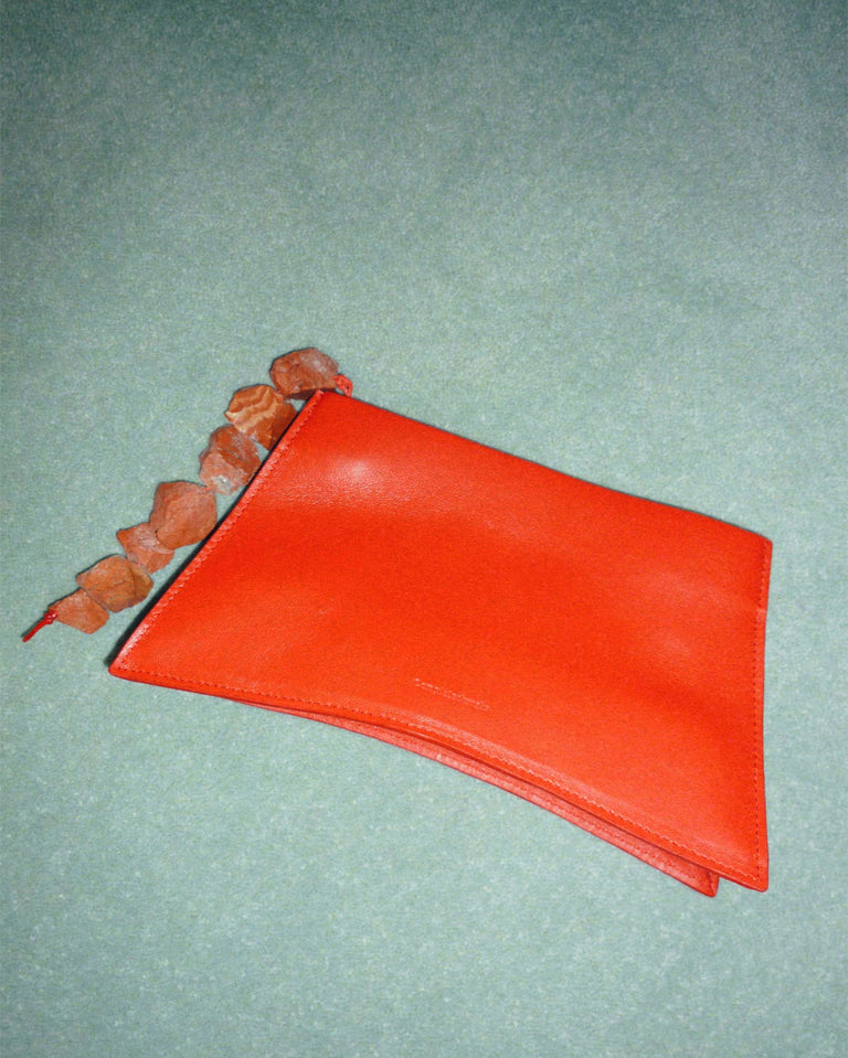 The Rough Stone - Red Stone and Red Leather Clutch Bag