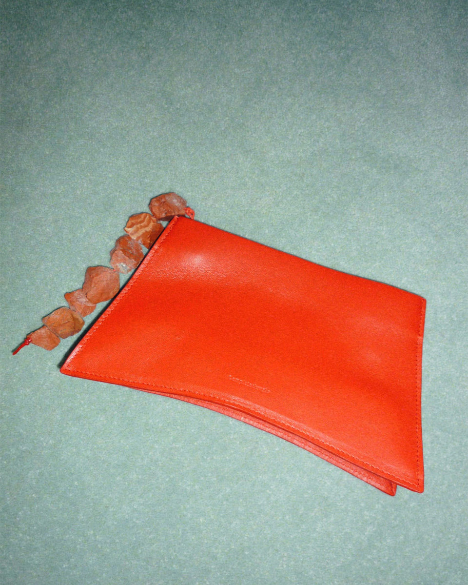The Rough Stone - Red Stone and Red Leather Clutch Bag