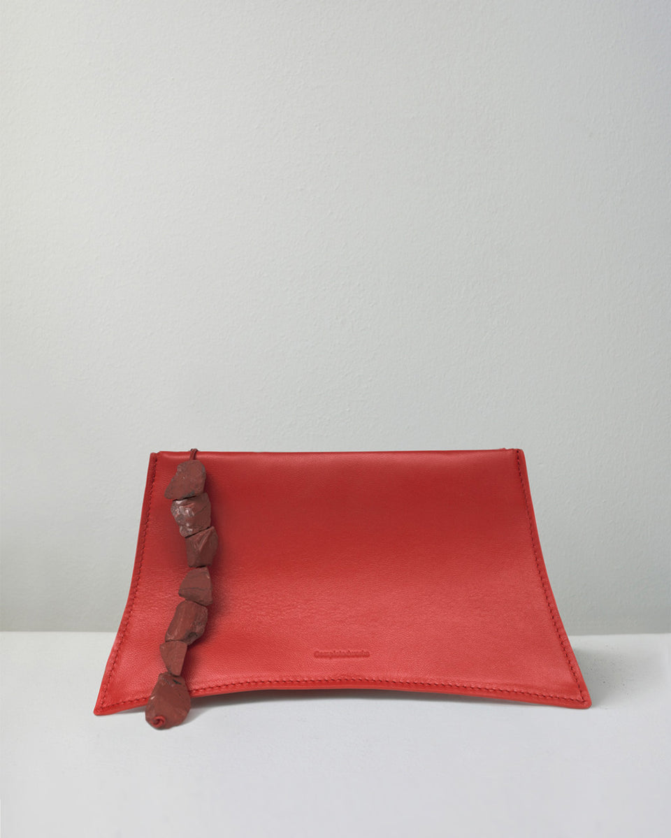 The Rough Stone - Red Stone and Red Leather Clutch Bag