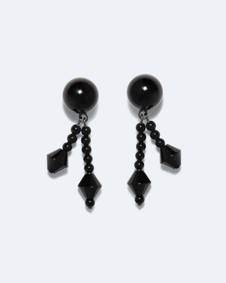 Soothsayer II - Black Onyx and Recycled Silver Earrings