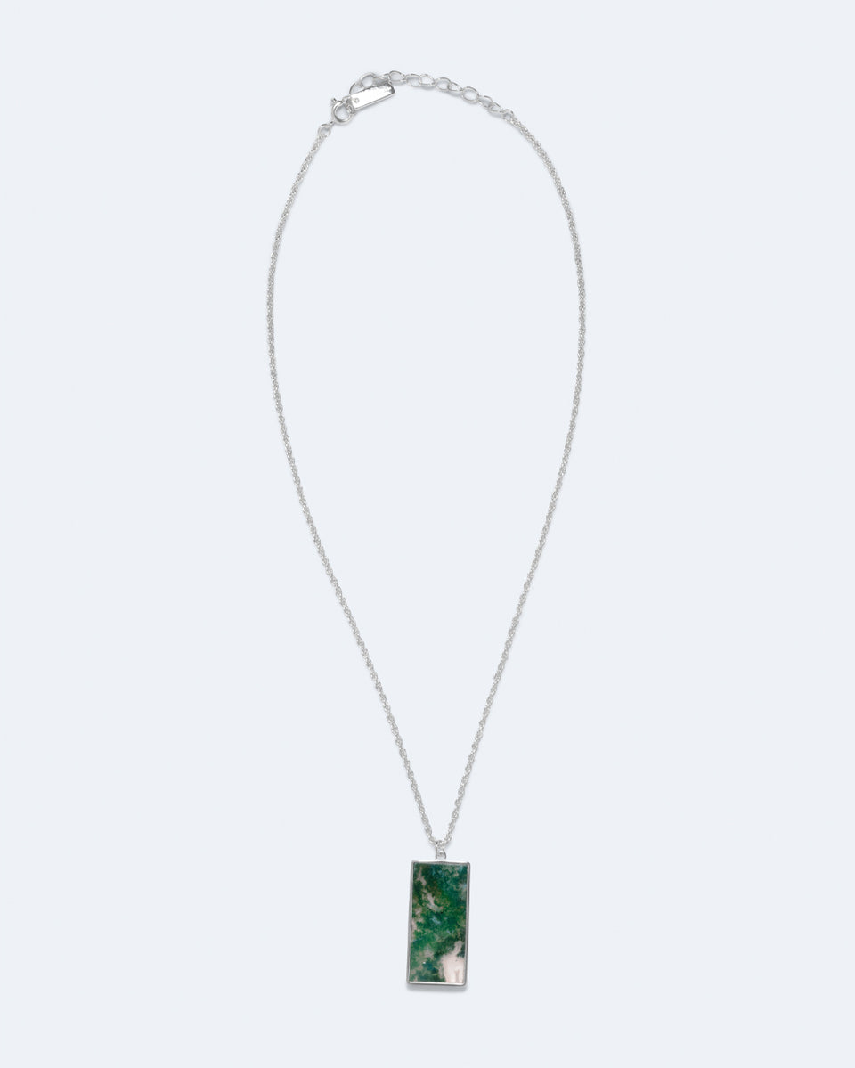 Tales of the Moon - Moss Agate and Silver Plated Pendant