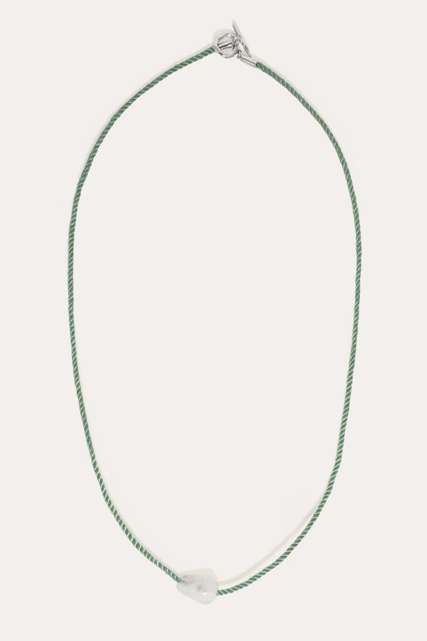 H57 - Bio Resin and Green Cord Recycled Silver Necklace