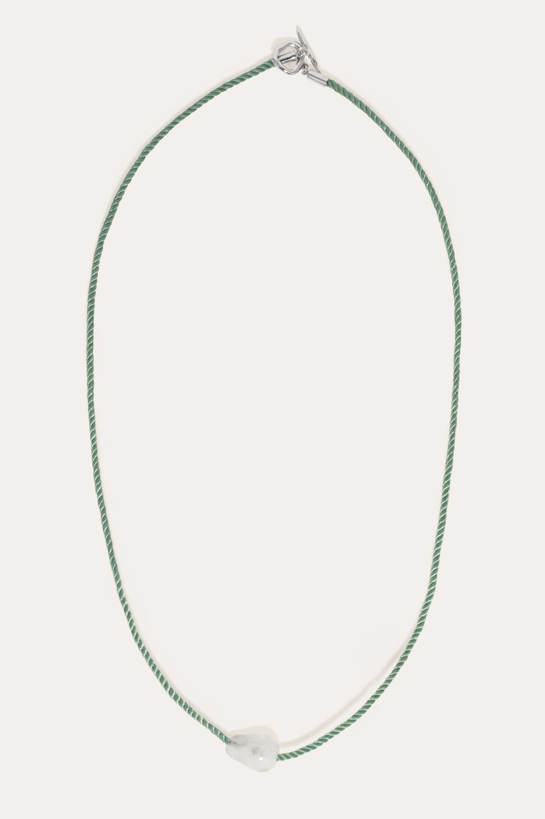 H57 - Bio Resin and Green Cord Recycled Silver Necklace