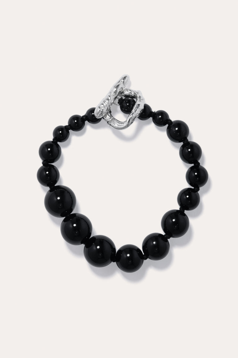 Knee‐Deep In A Bog in North Yorkshire - Black Onyx and Recycled Silver Bracelet