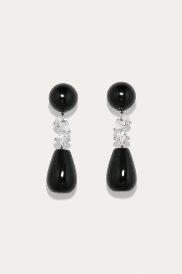 Tarn - Black Onyx and Zirconia Recycled Silver Earrings