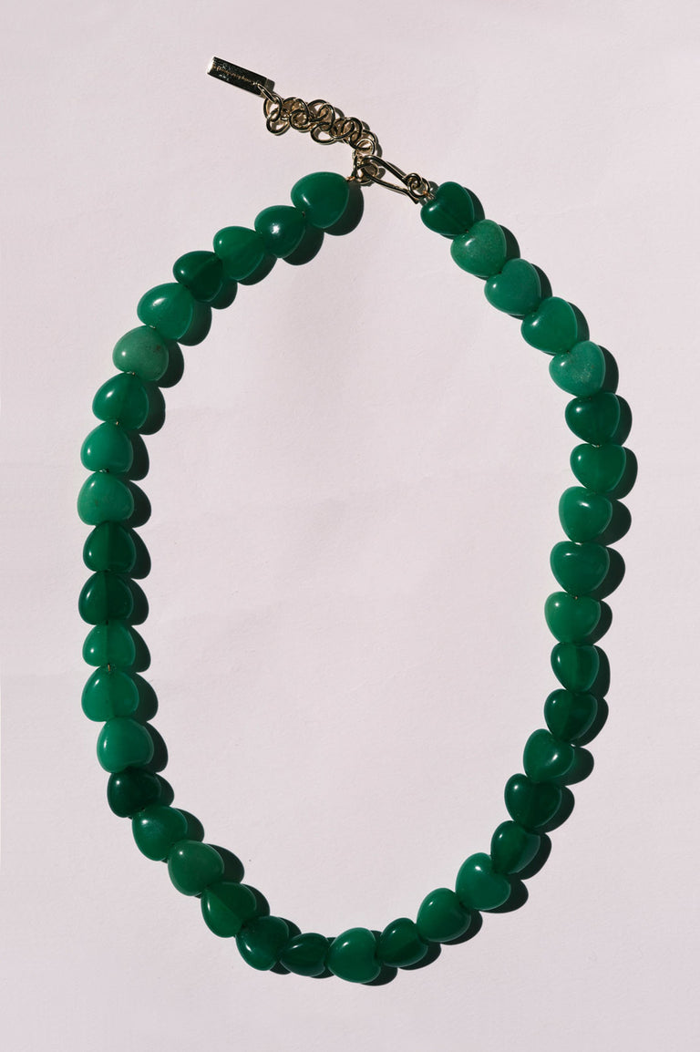 The Heart's Window - Green Heart Bead and Recycled Gold Vermeil Necklace