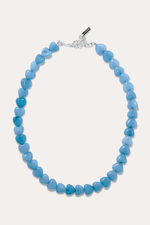The Heart's Window - Blue Heart Bead and Recycled Silver Necklace