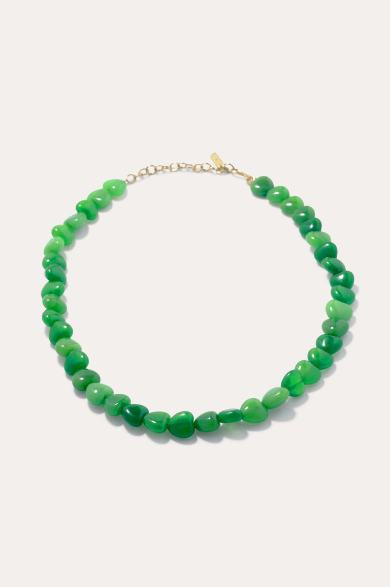 The Heart's Window - Green Heart Bead and Recycled Gold Vermeil Necklace