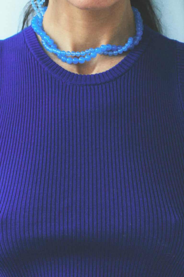Floe - Blue Lace Agate Bead and Recycled Silver Necklace