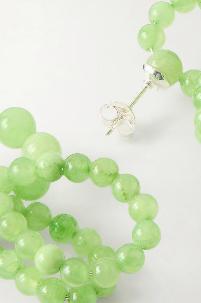 Iceberg - Green Calcite and Recycled Silver Earrings