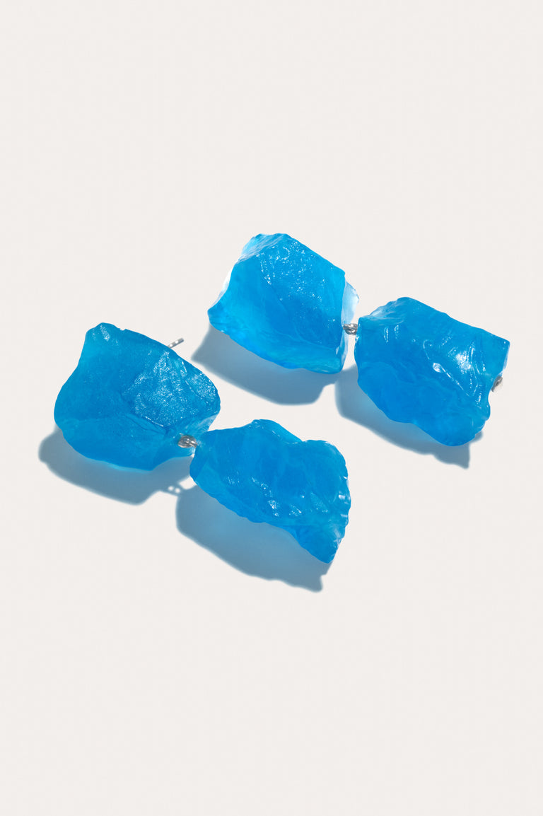 The Iceberg's Other Half - Blue Resin and Recycled Silver Earrings