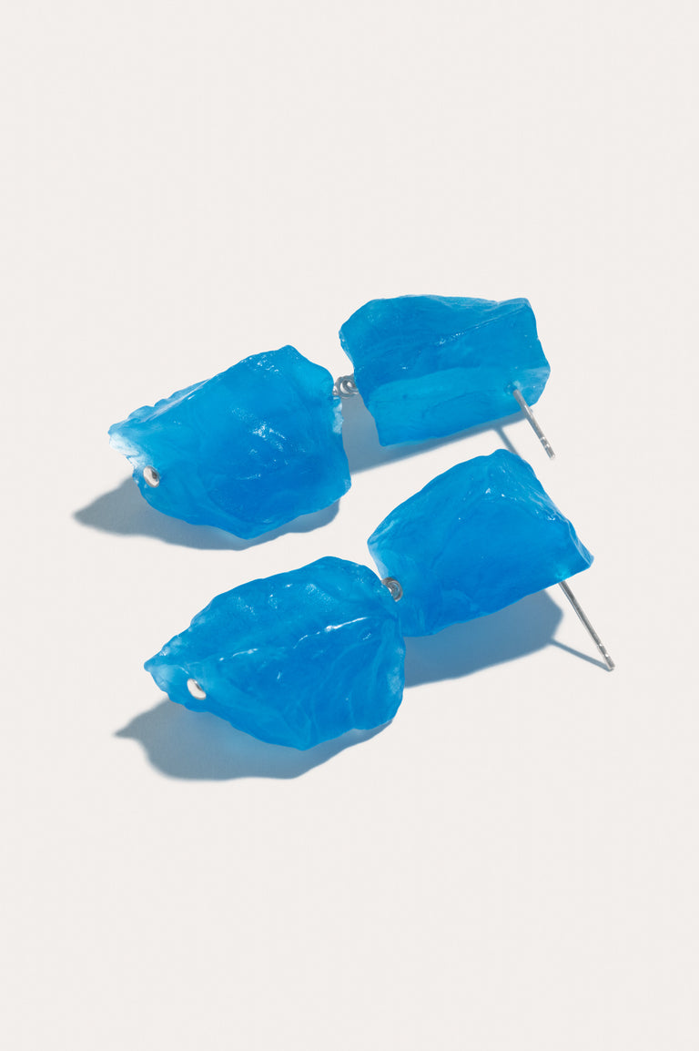 The Iceberg's Other Half - Blue Resin and Recycled Silver Earrings
