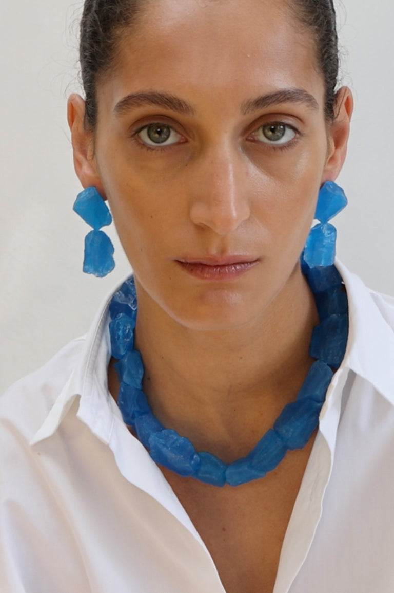The Iceberg's Other Half - Blue Resin and Recycled Silver Earrings