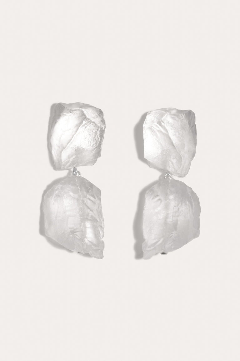 The Iceberg's Other Half - Clear Resin and Recycled Silver Earrings
