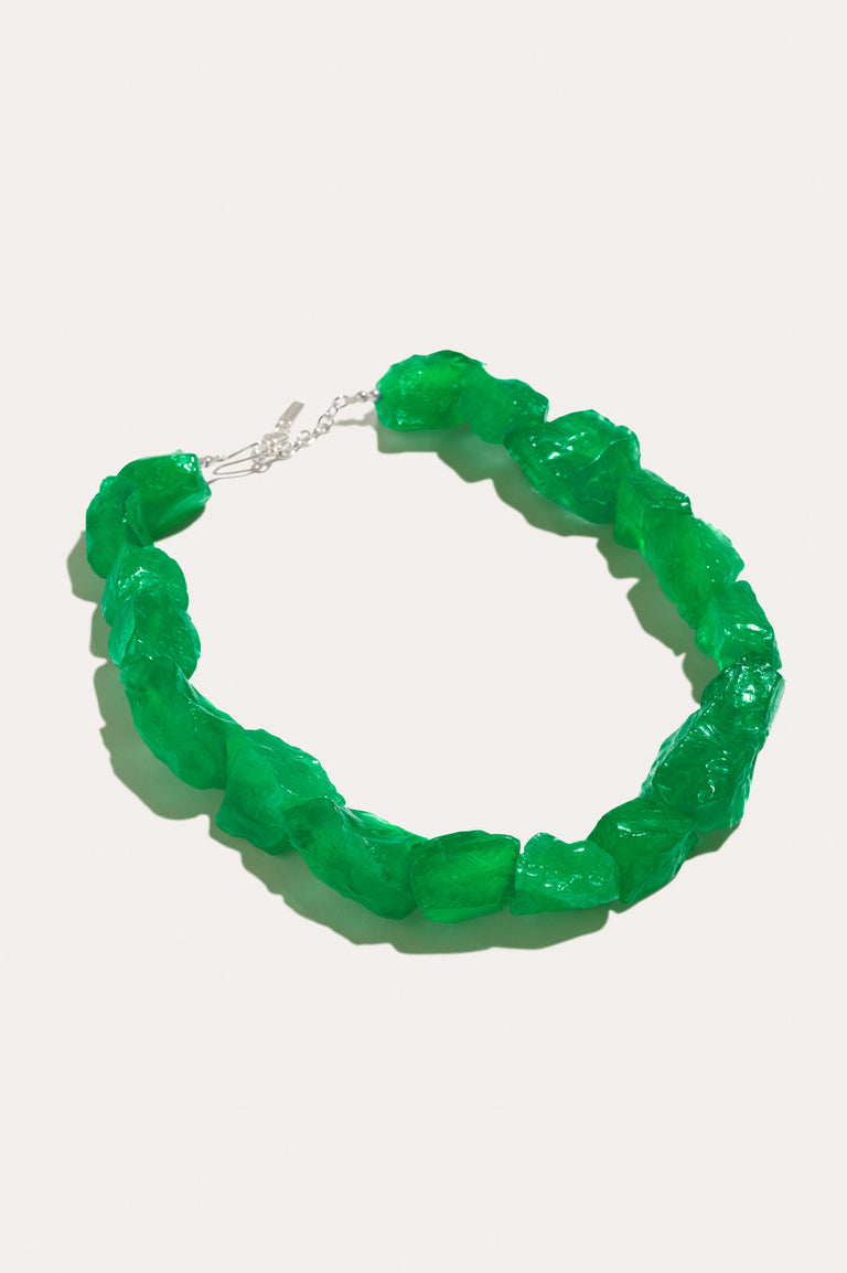The Iceberg's Other Half - Green Resin and Recycled Silver Necklace