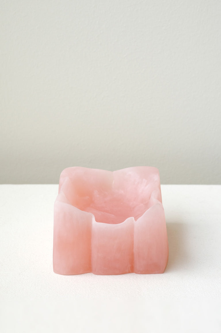 Crumpled Dish - Small Marble Resin Dish in Matte Rose Quartz