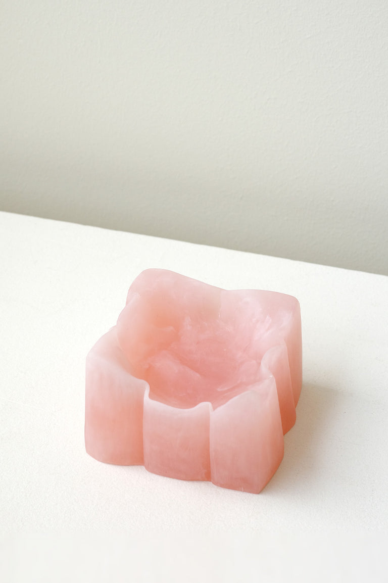 Crumpled Dish - Small Marble Resin Dish in Matte Rose Quartz