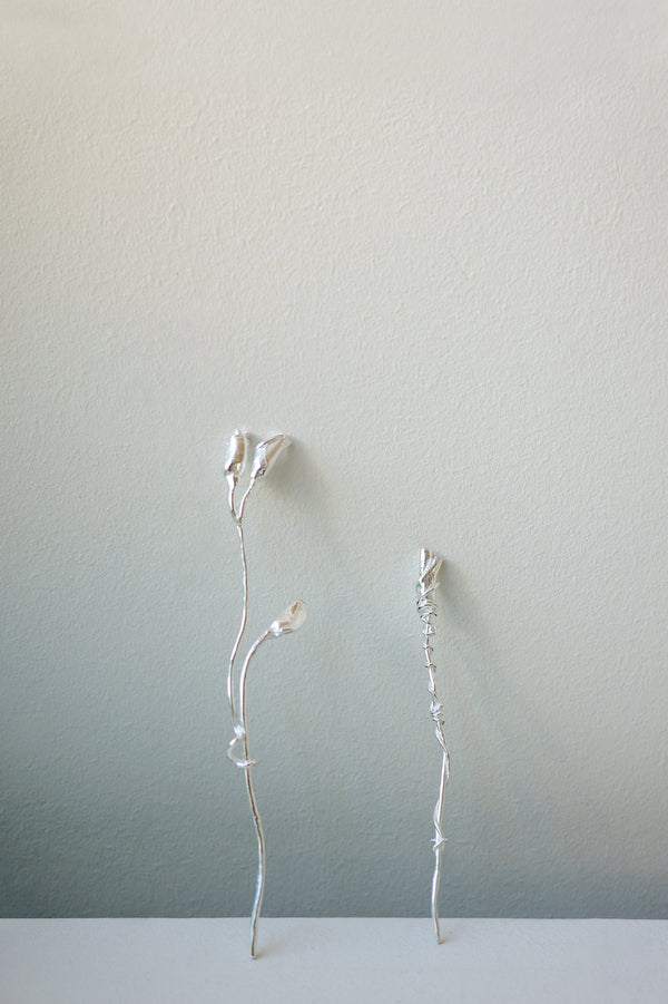 Yesteryear - Set of 2 Flower Ornament in Silver