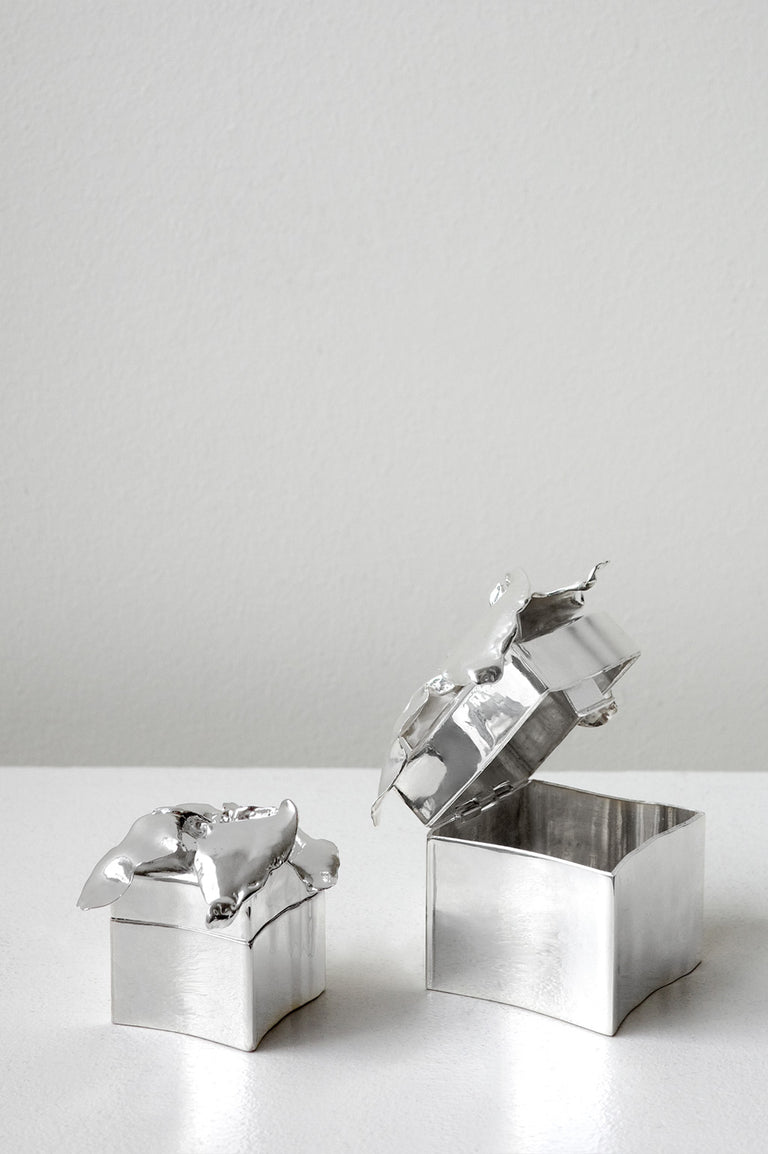 Small Flower Trinket Box - Jewellery Box in Silver
