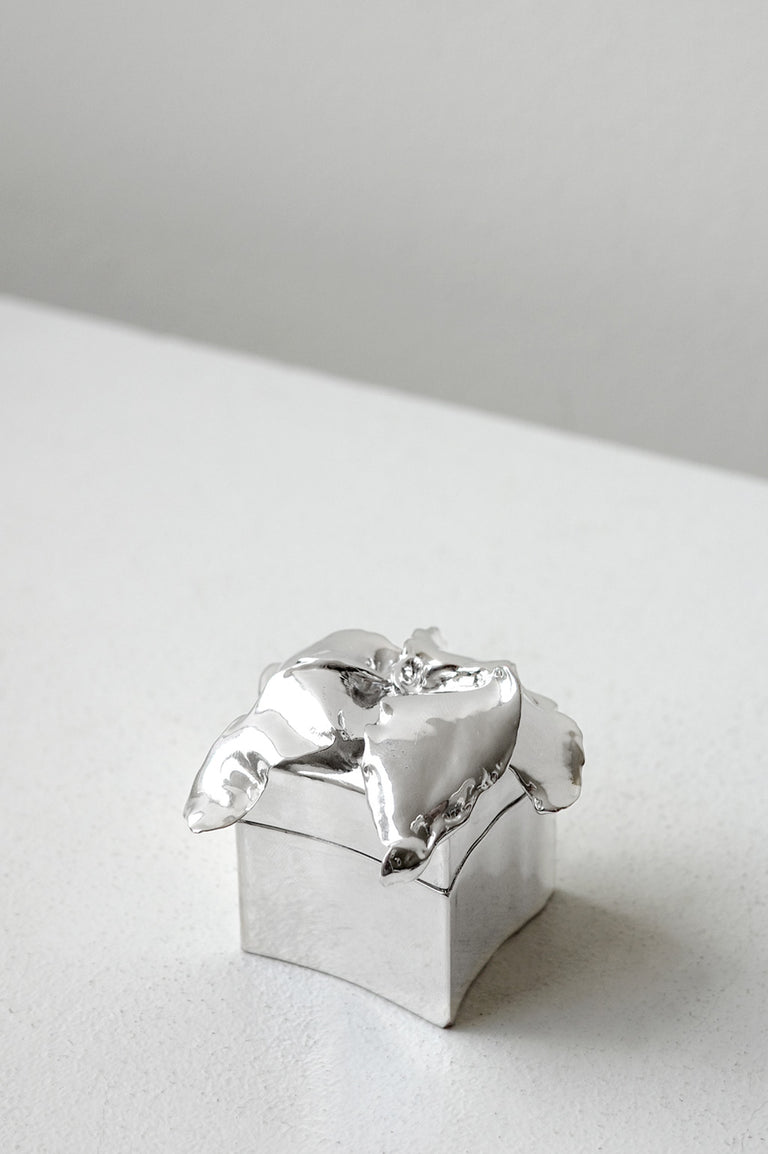 Small Flower Trinket Box - Jewellery Box in Silver