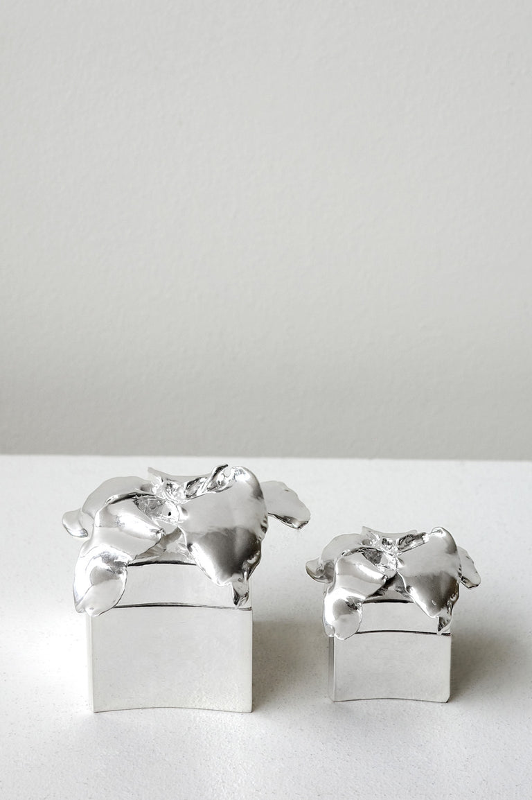 Small Flower Trinket Box - Jewellery Box in Silver