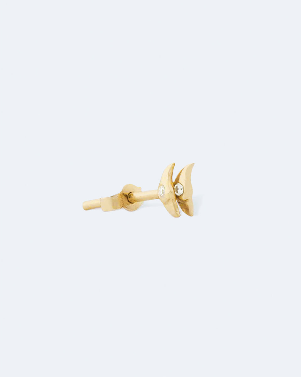 Dystopian Butterfly stud - 18 Carat Yellow Gold and Diamond Single Earring