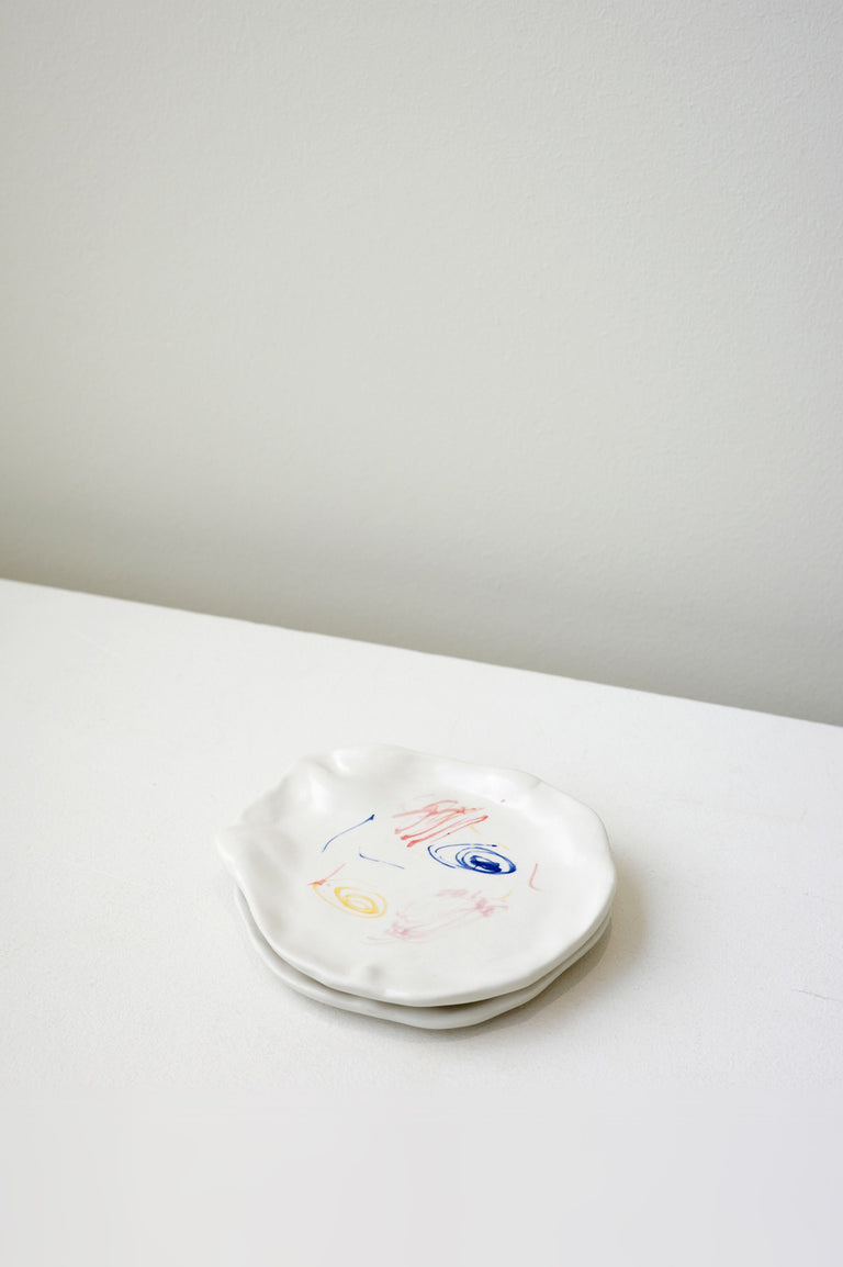 The Mostly Flat Coaster - Set of 2 Coasters in Matte White w/ Splatter