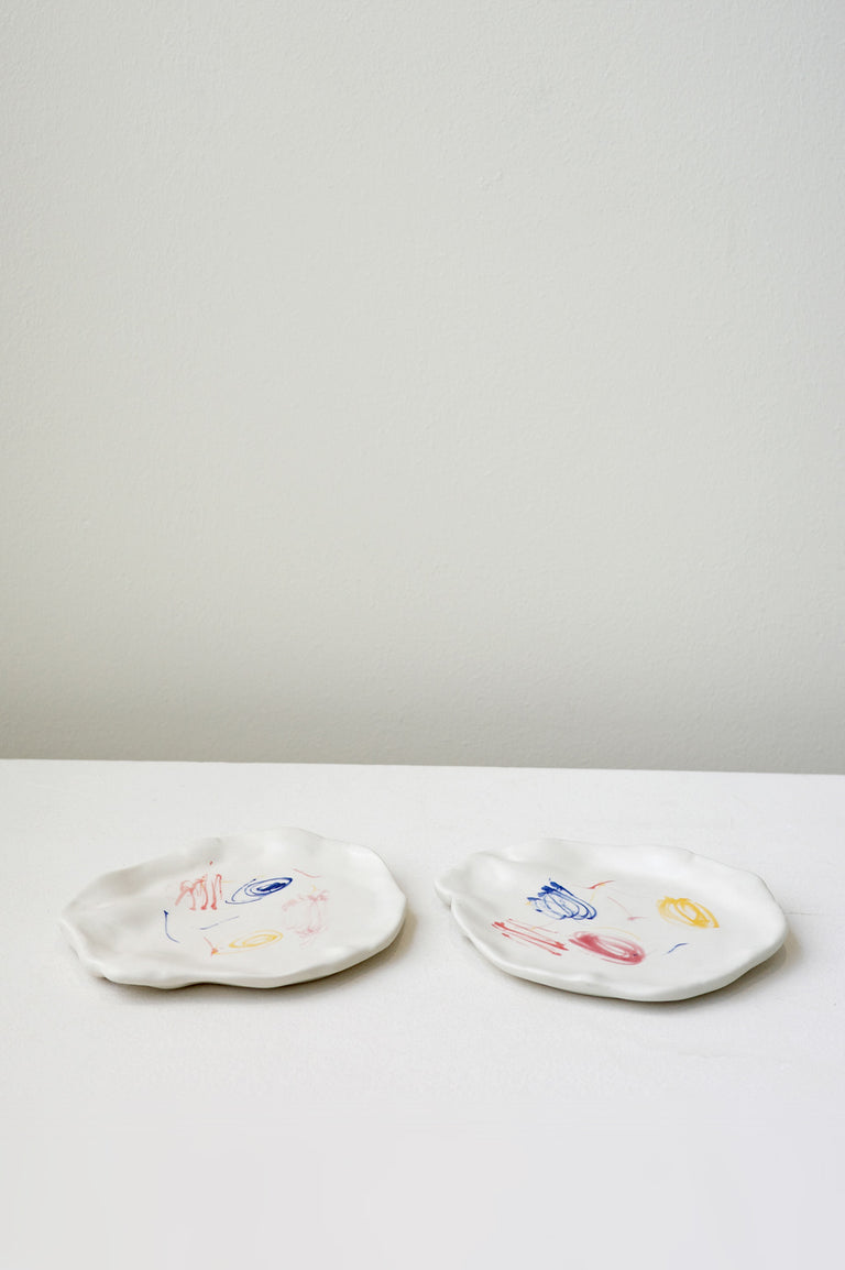 The Mostly Flat Coaster - Set of 2 Coasters in Matte White w/ Splatter