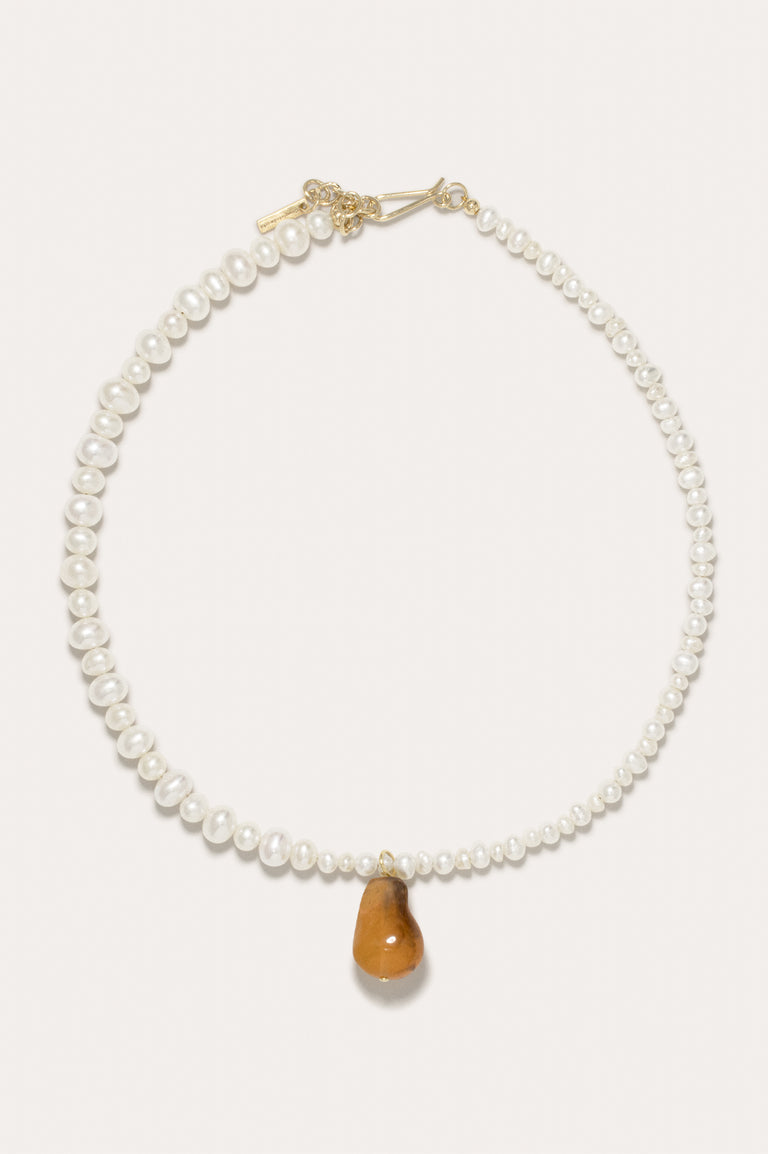 Keld - Pearl and Tortoise Shell Bio Resin Gold Vermeil Necklace