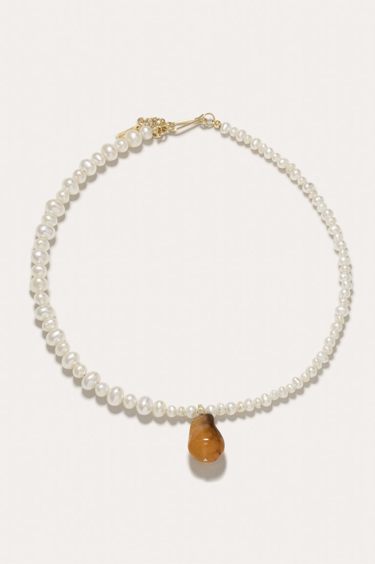 Keld - Pearl and Tortoise Shell Bio Resin Gold Vermeil Necklace