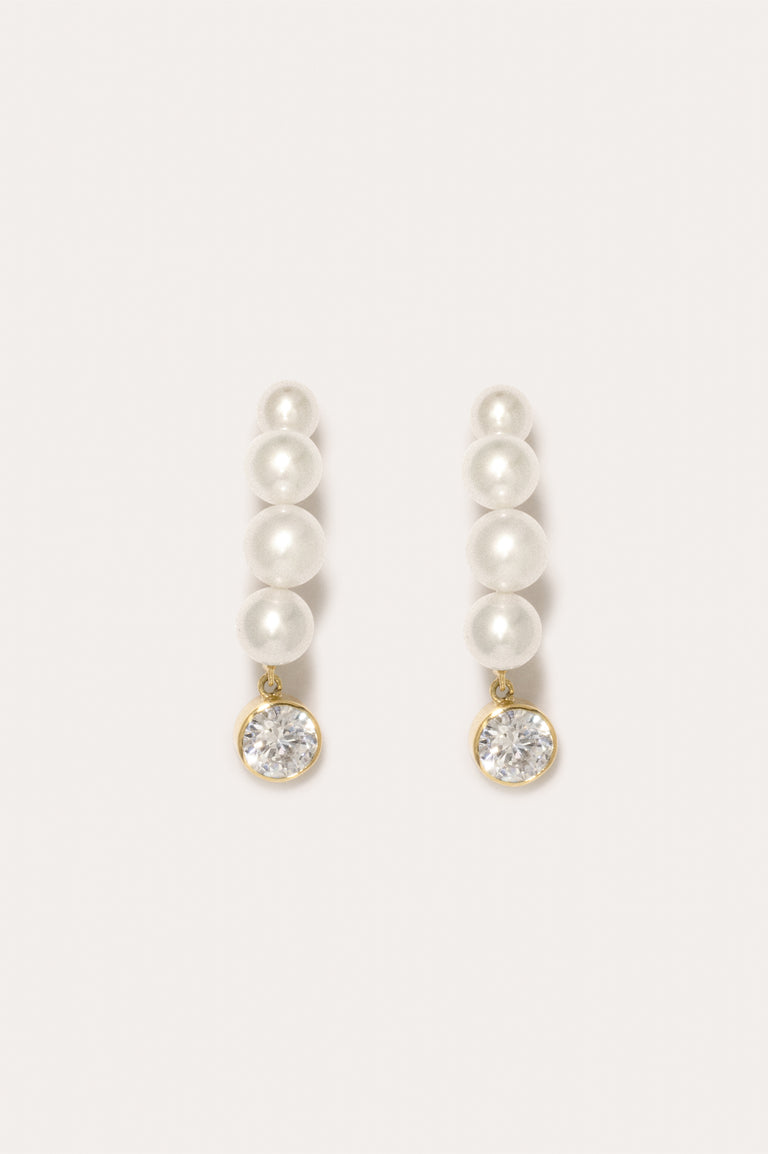 How to Lose the Habit of Breaking Things - Pearl and Zirconia Gold Vermeil Earrings