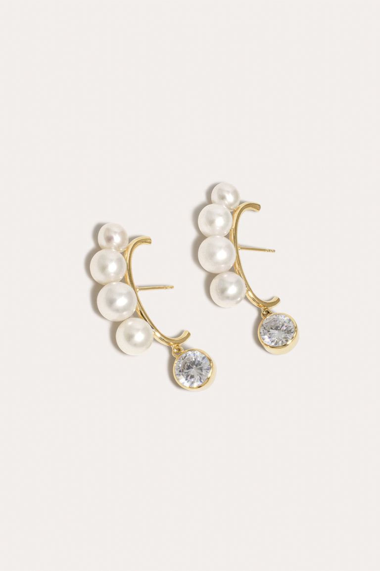 How to Lose the Habit of Breaking Things - Pearl and Zirconia Gold Vermeil Earrings