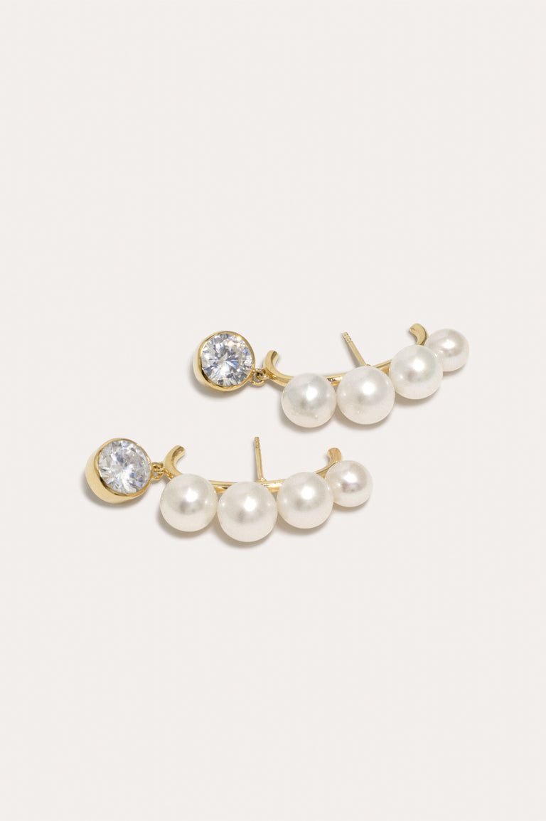 How to Lose the Habit of Breaking Things - Pearl and Zirconia Gold Vermeil Earrings