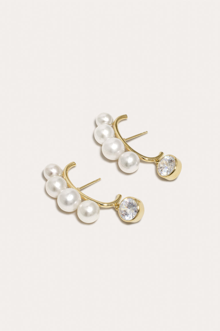 How to Lose the Habit of Breaking Things - Pearl and Zirconia Gold Vermeil Earrings