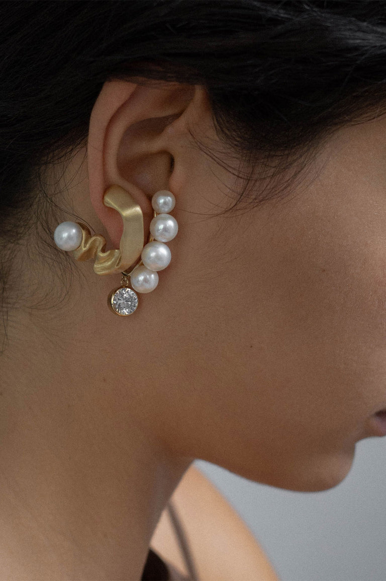 How to Lose the Habit of Breaking Things - Pearl and Zirconia Gold Vermeil Earrings