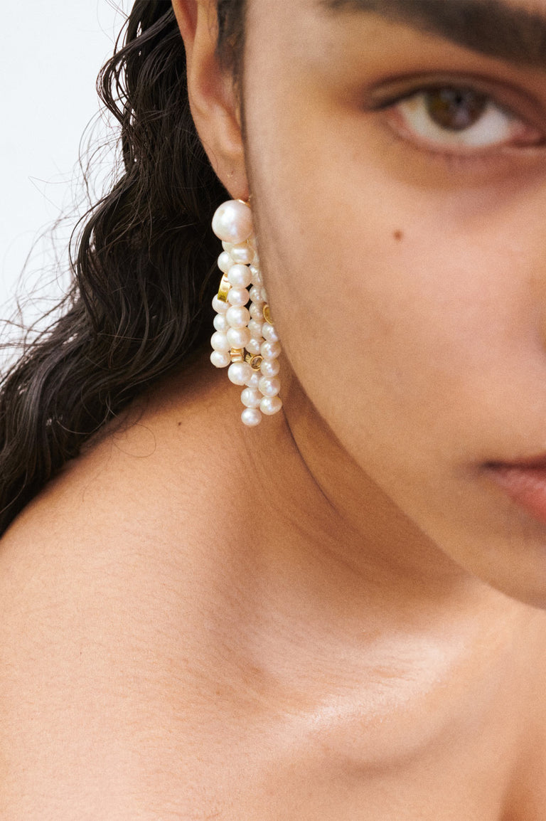 The Bay of Thoughts - Pearl and Zirconia Recycled Gold Vermeil Earrings