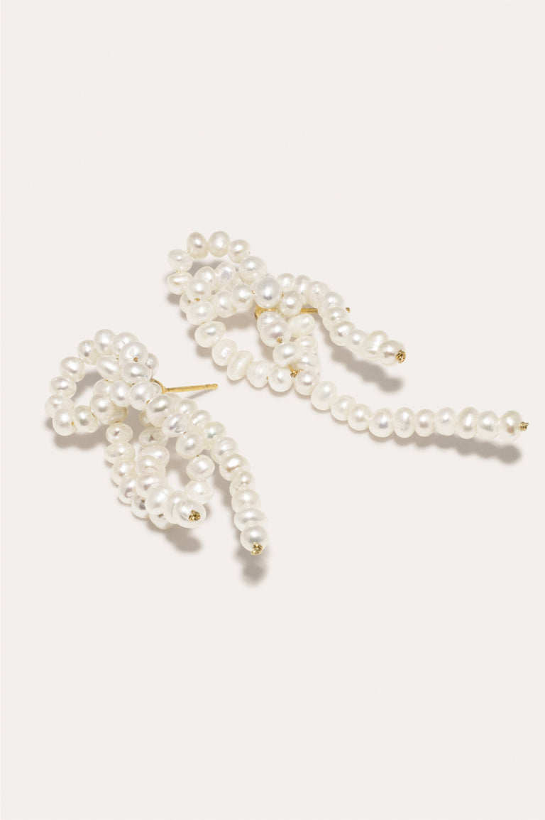 The Break Between The Clouds - Pearl and Recycled Gold Vermeil Earrings