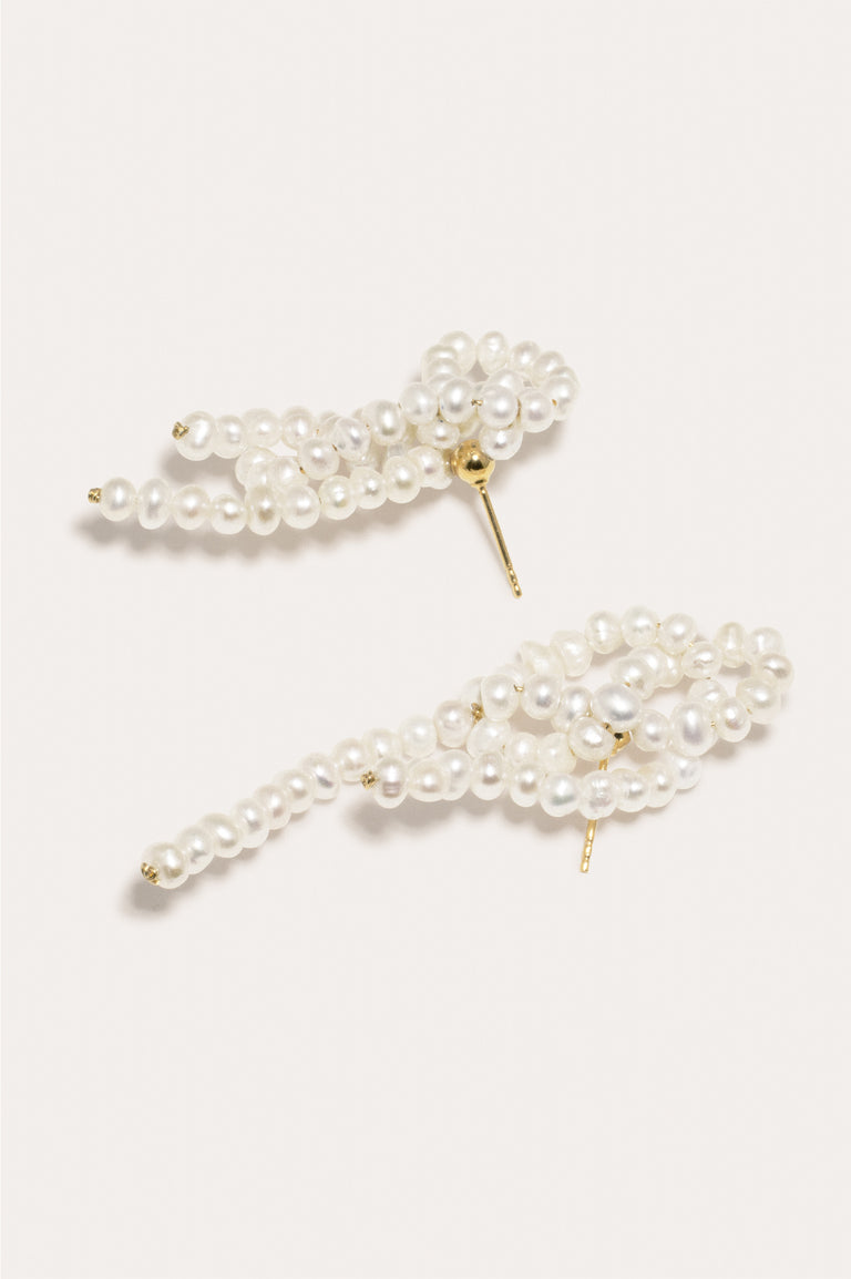 The Break Between The Clouds - Pearl and Recycled Gold Vermeil Earrings