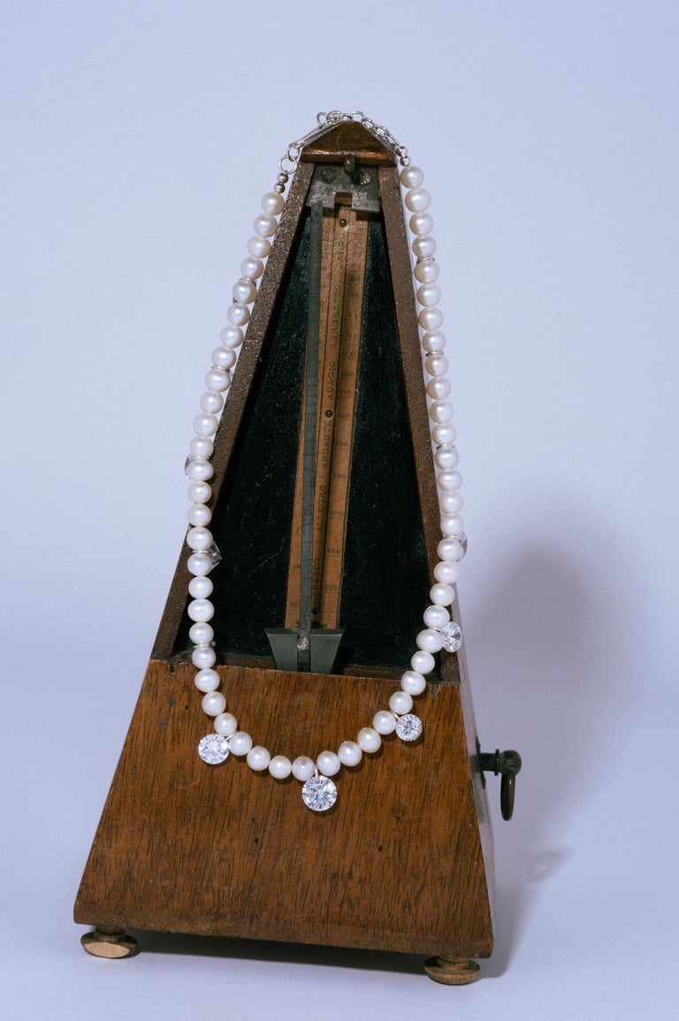 Dreaming Awake - Pearl and Zirconia Recycled Silver Necklace