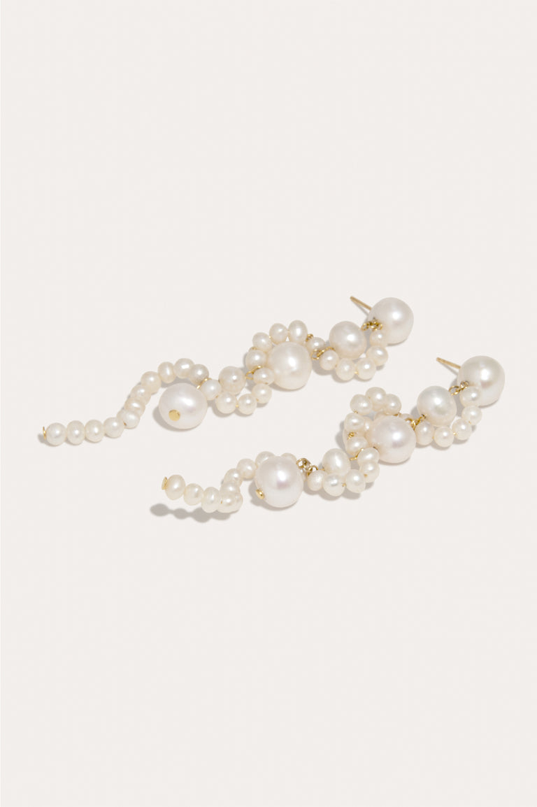 The Mist - Pearl and Recycled Gold Vermeil Earrings