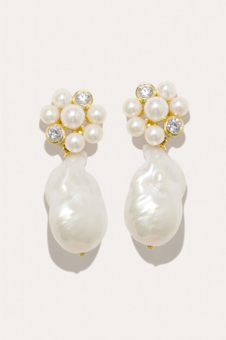 Lightdrops - Pearl and Zirconia Recycled Gold Vermeil Earrings