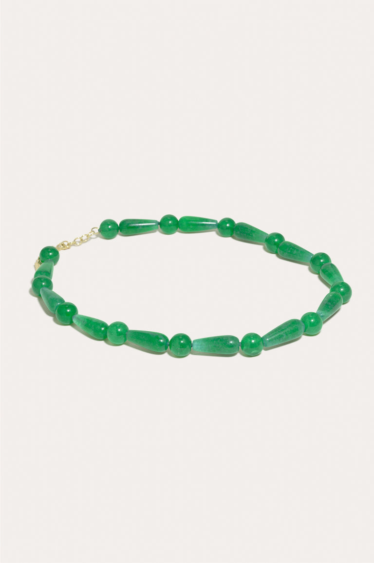 The Depths of Time - Green Chaloedony and Recycled Gold Vermeil Necklace