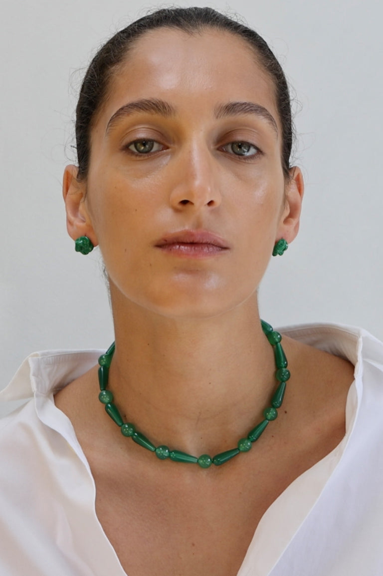 The Depths of Time - Green Chalcedony and Recycled Gold Vermeil Necklace