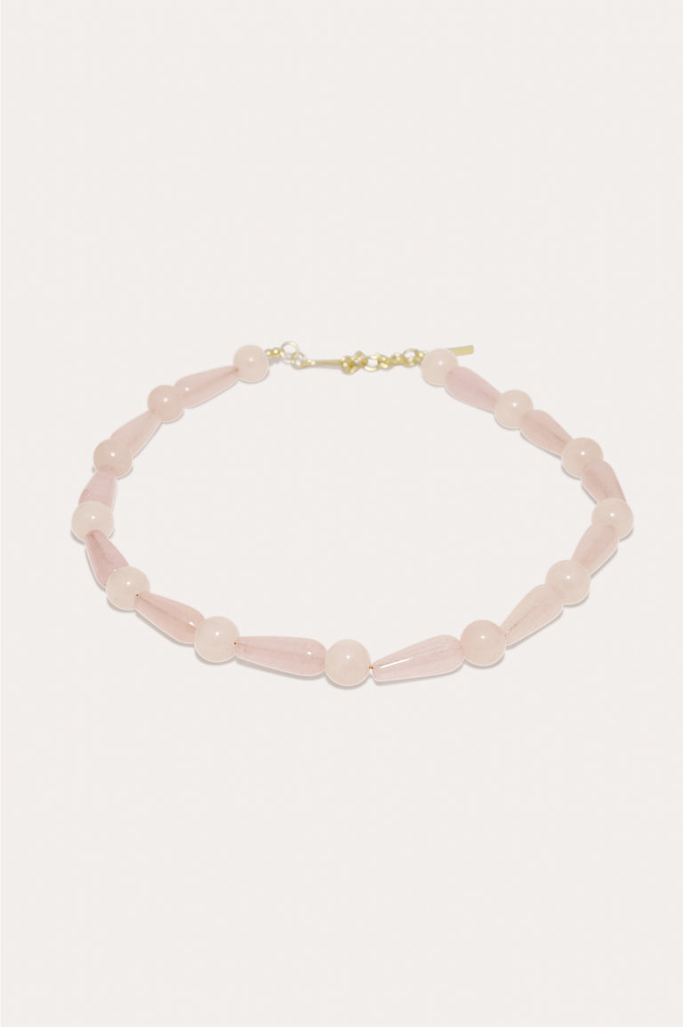 The Depths of Time - Rose Quartz and Recycled Gold Vermeil Necklace