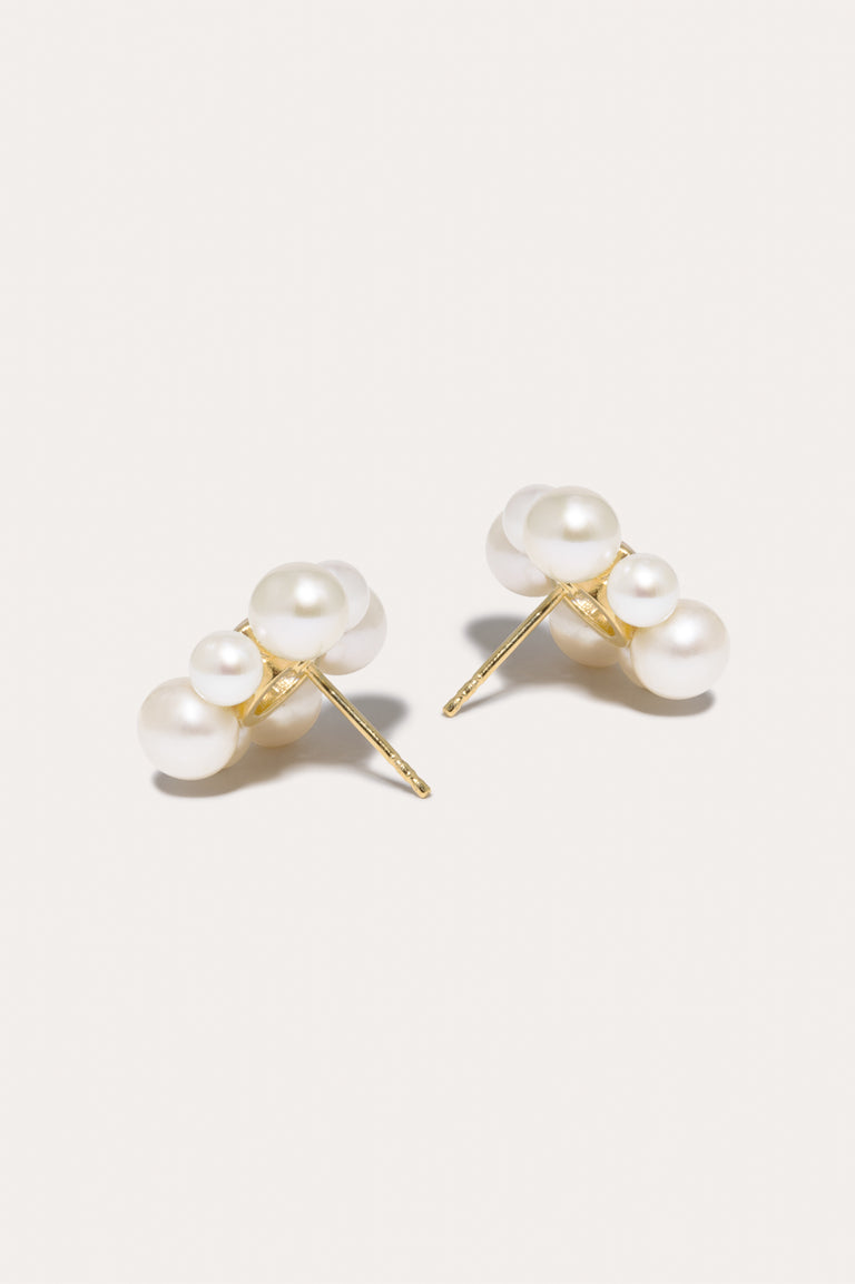Dandelion - Pearl and Zirconia Recycled Gold Vermeil Earrings